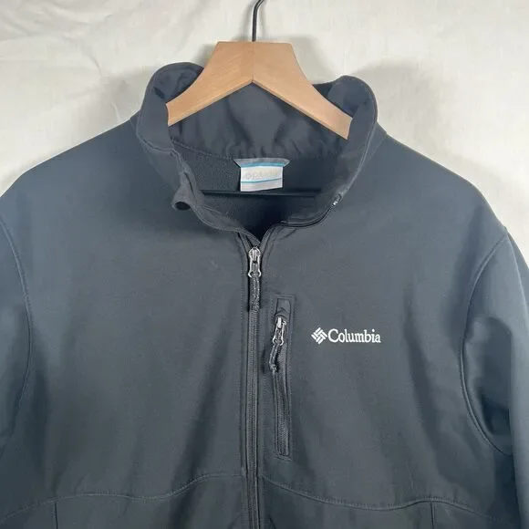 Mens COLUMBIA Black Full Zip Pockets Fleece Lined Jacket Coat US Size L - Picture 2 of 6